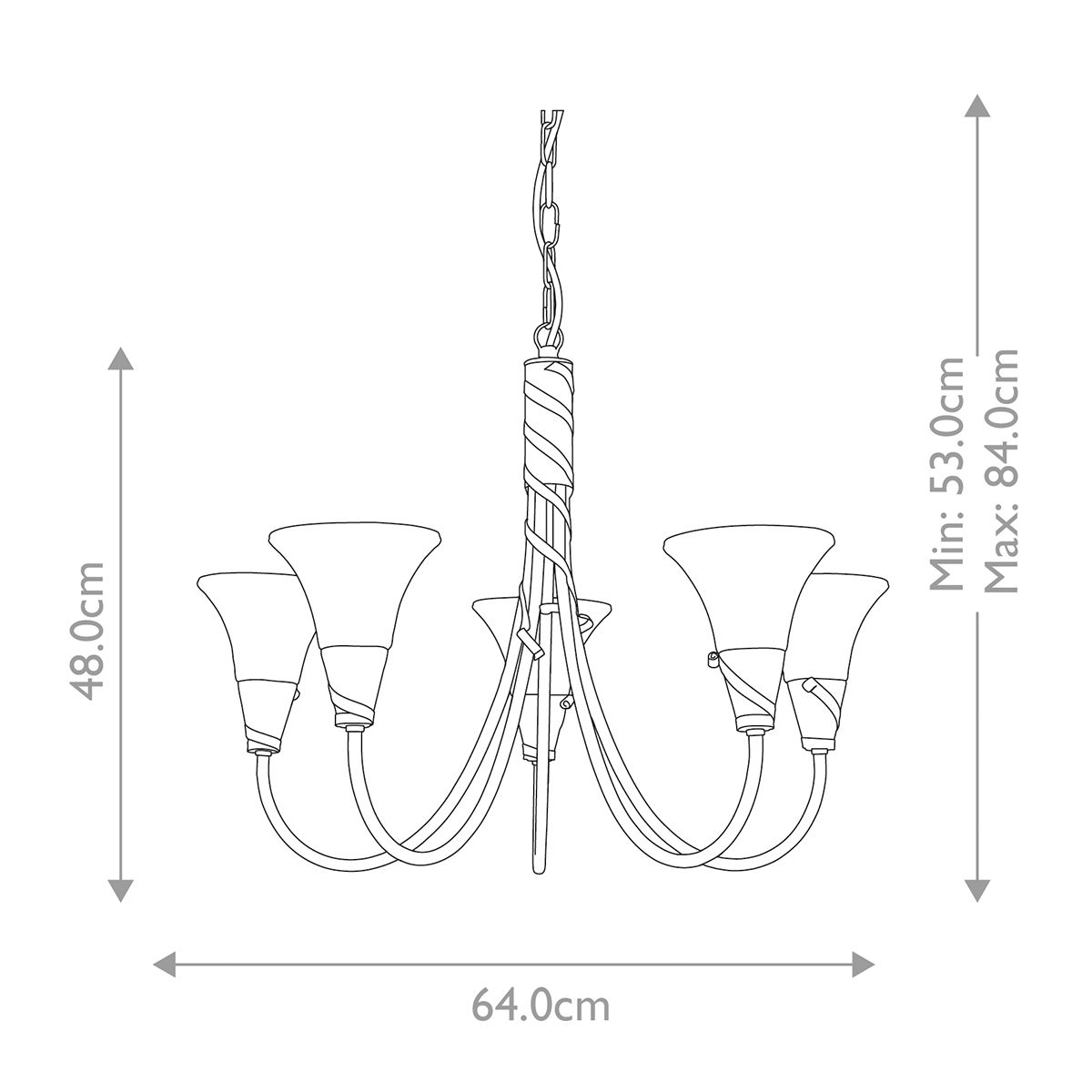 Emily 5-Light Copper Patina Ribbon Chandelier