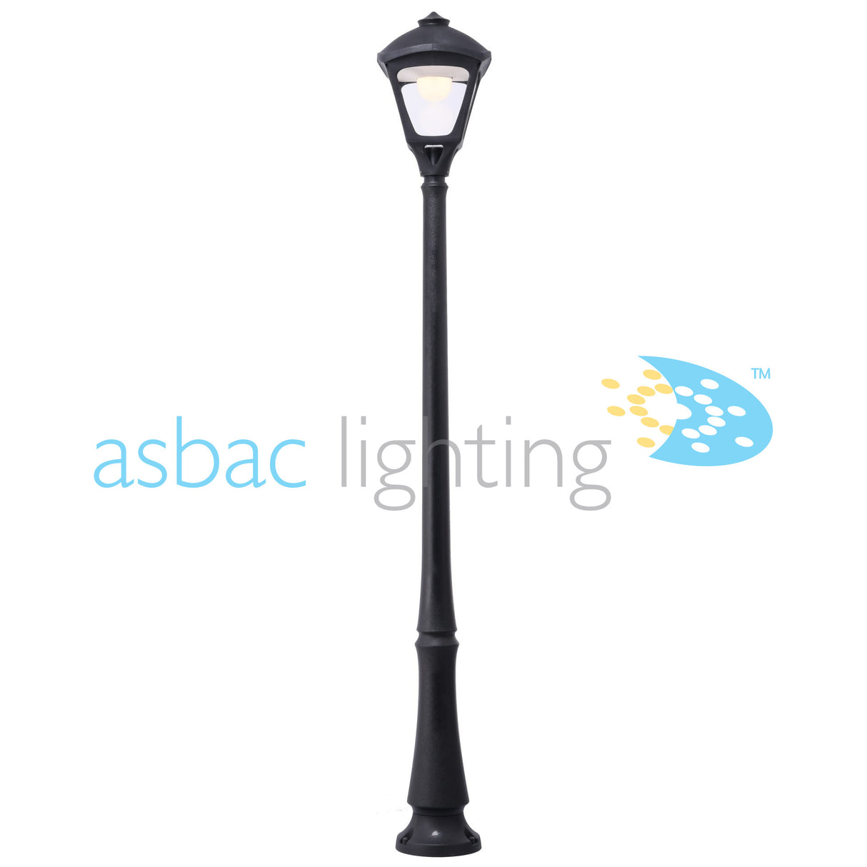 Sergio Emilio 15W E27 HighPower LED 4000K Assembled, Modern Post Lantern, Black/Clear