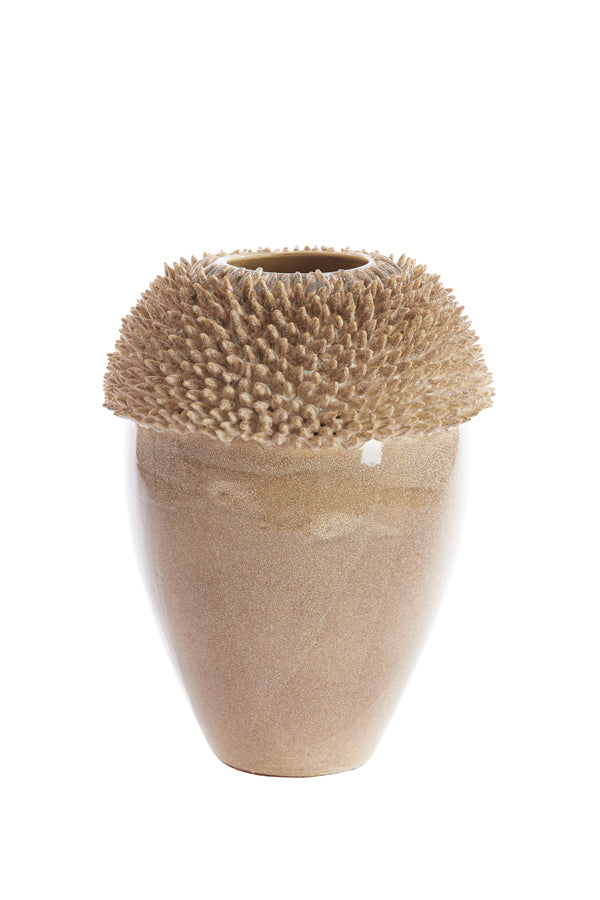 Elegant Taupe Ceramic Vase – Sangku Deco 33x32x47.5 cm