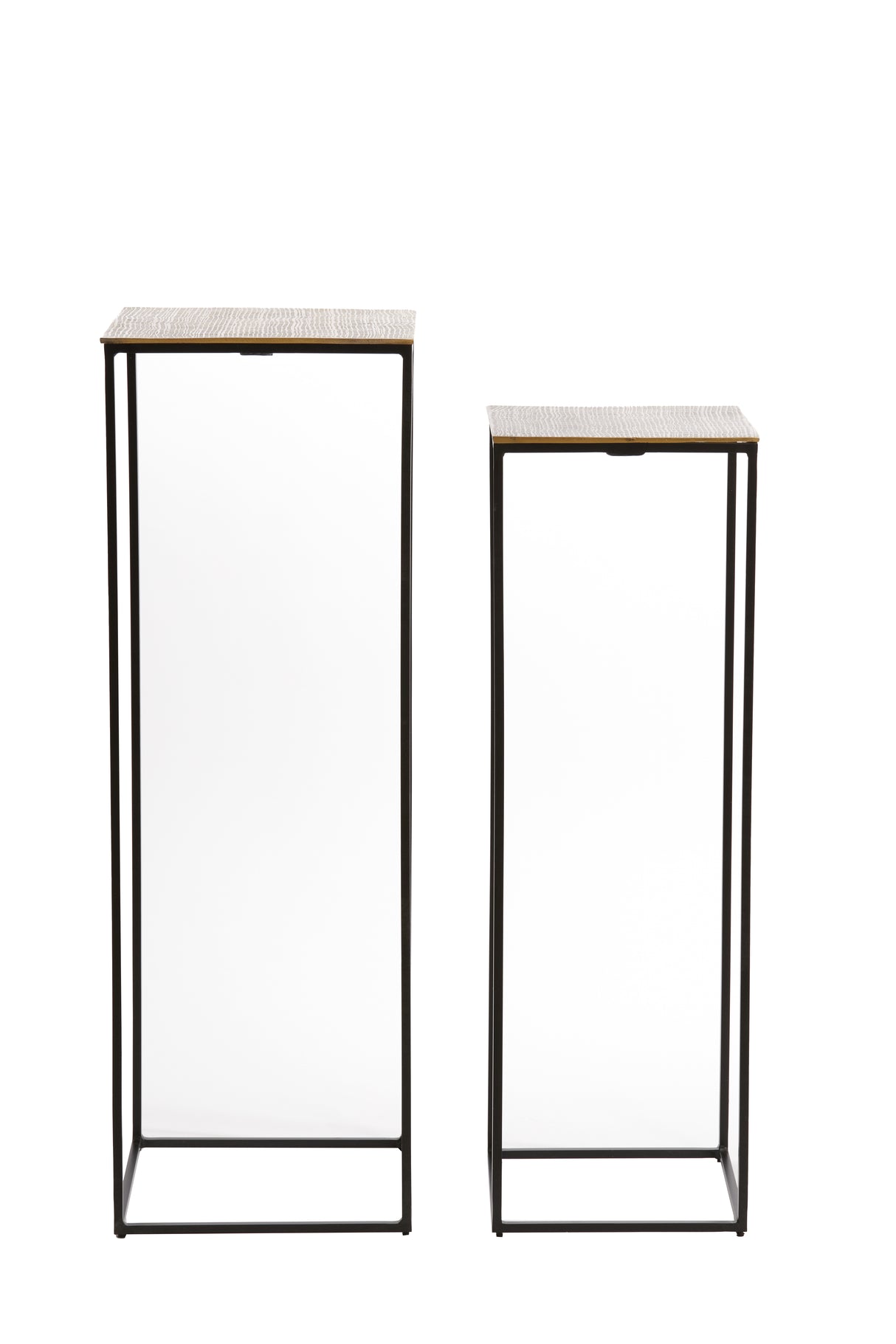 Antique Bronze and Black Pillar Set - 25x25x80 & 30x30x90.5 cm