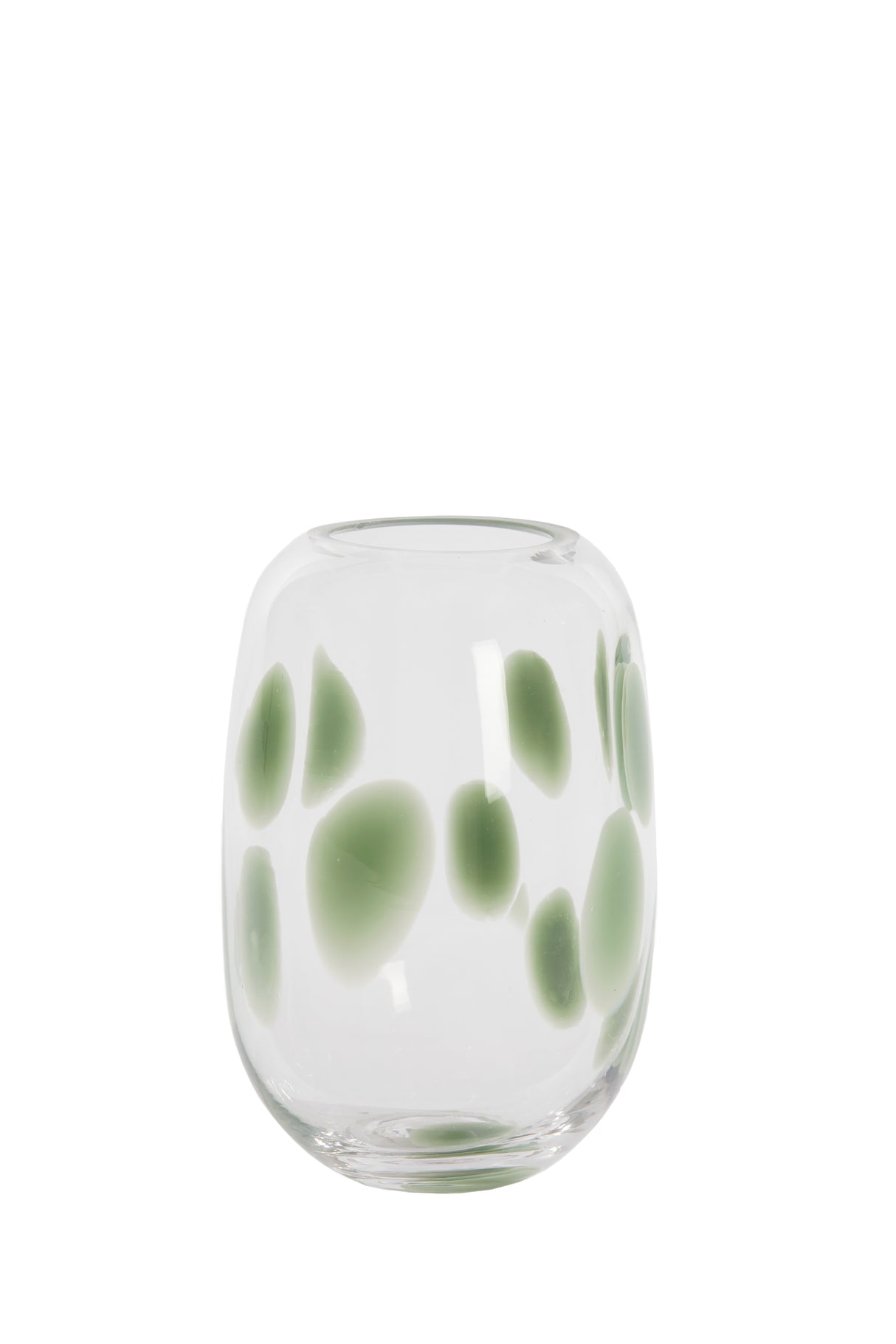 Clear-Green Grey Nenon Glass Vase, 12x16 cm