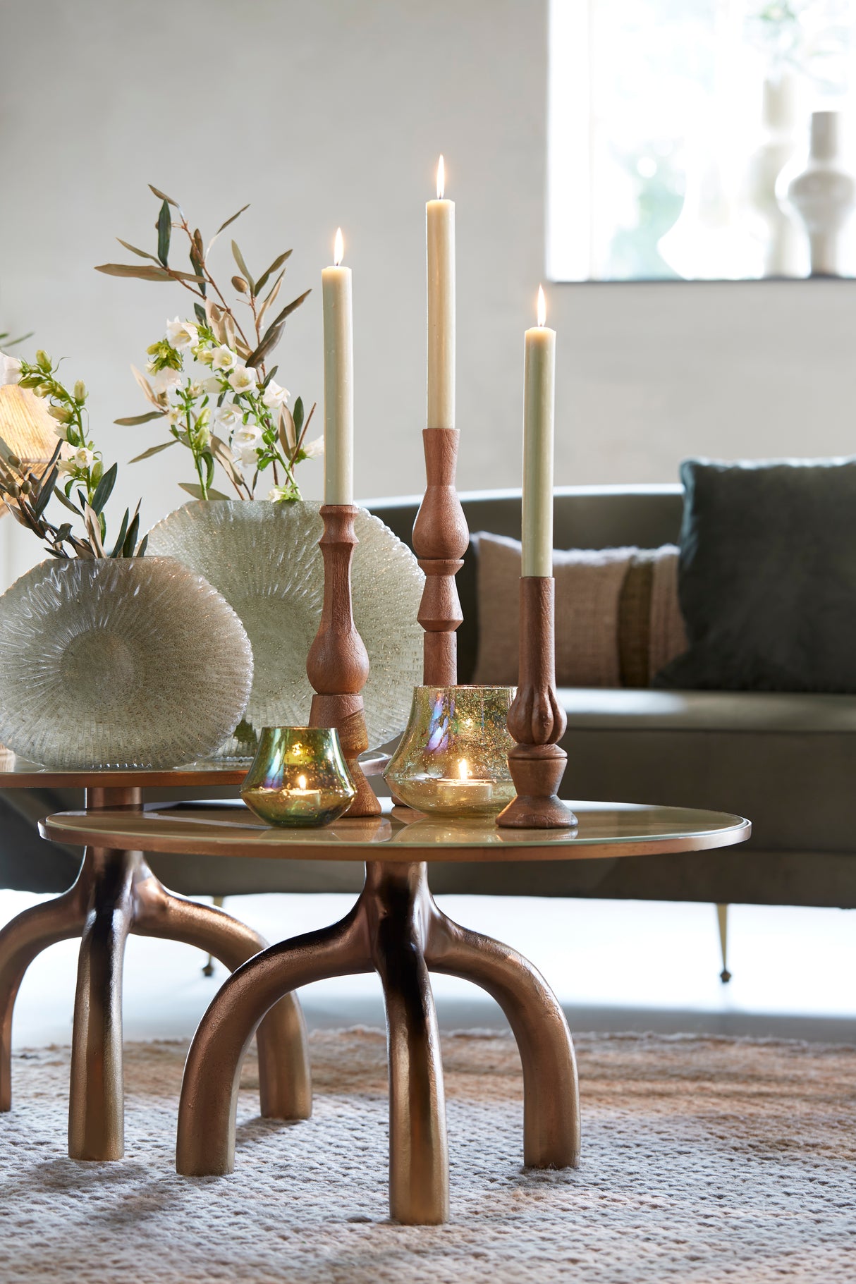 Artisan Grey-Green Shell Vase - 40.5x11x30.5 cm