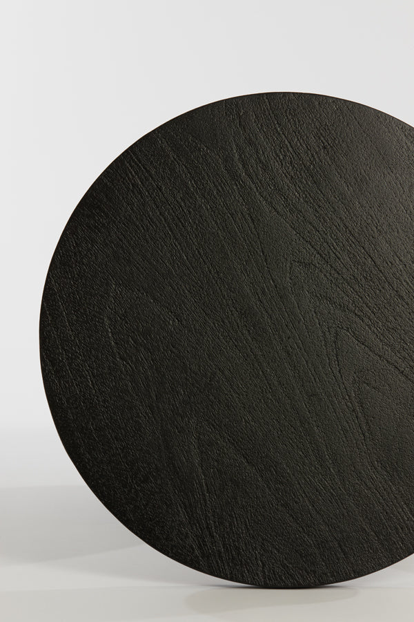 Round Torir Mango Wood Side Table in Matte Black Finish