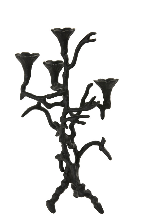 Elegant 4-Light Abazia Black Candle Holder, 22x13x42 cm