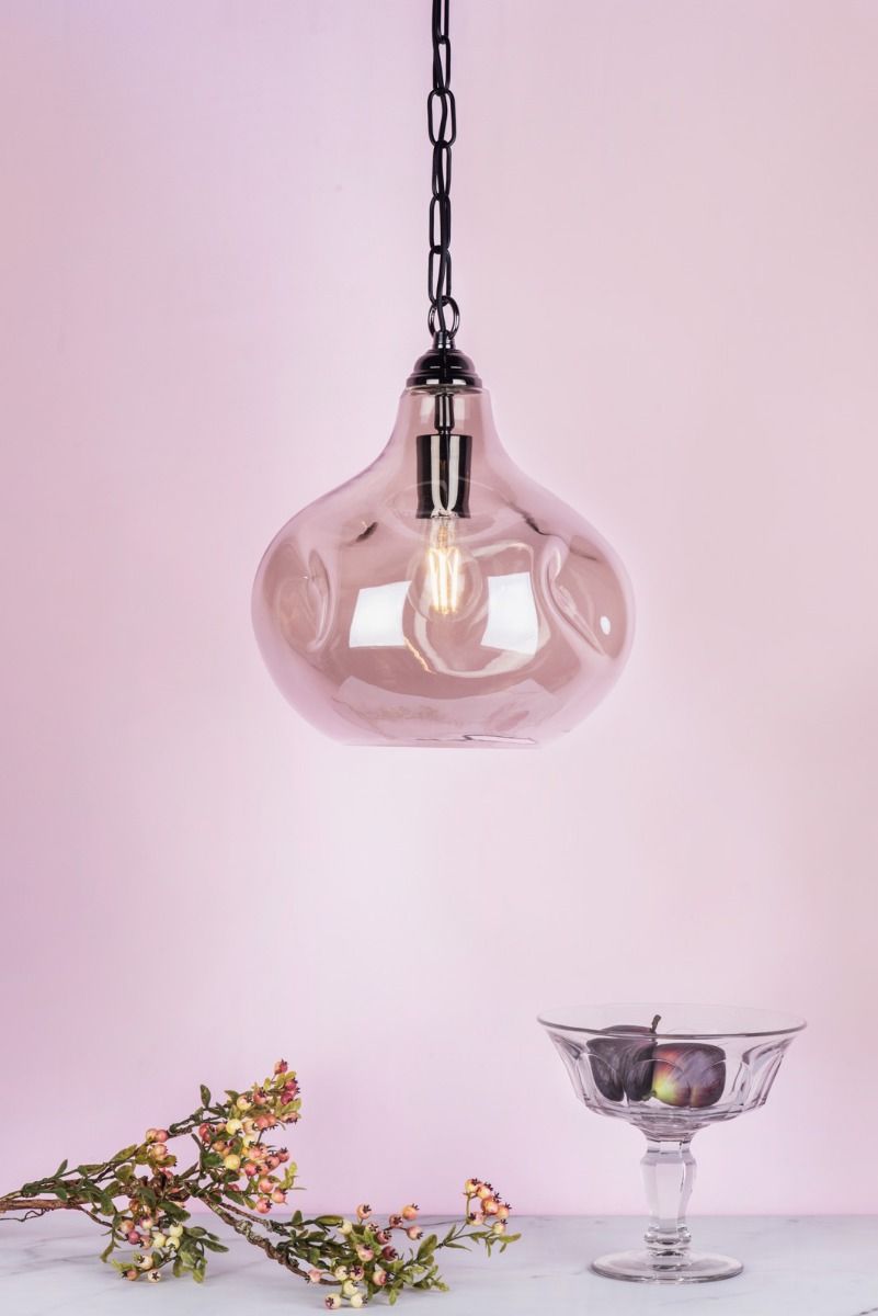 Esarosa 1 Light Pendant Black Chrome And Smoked Glass