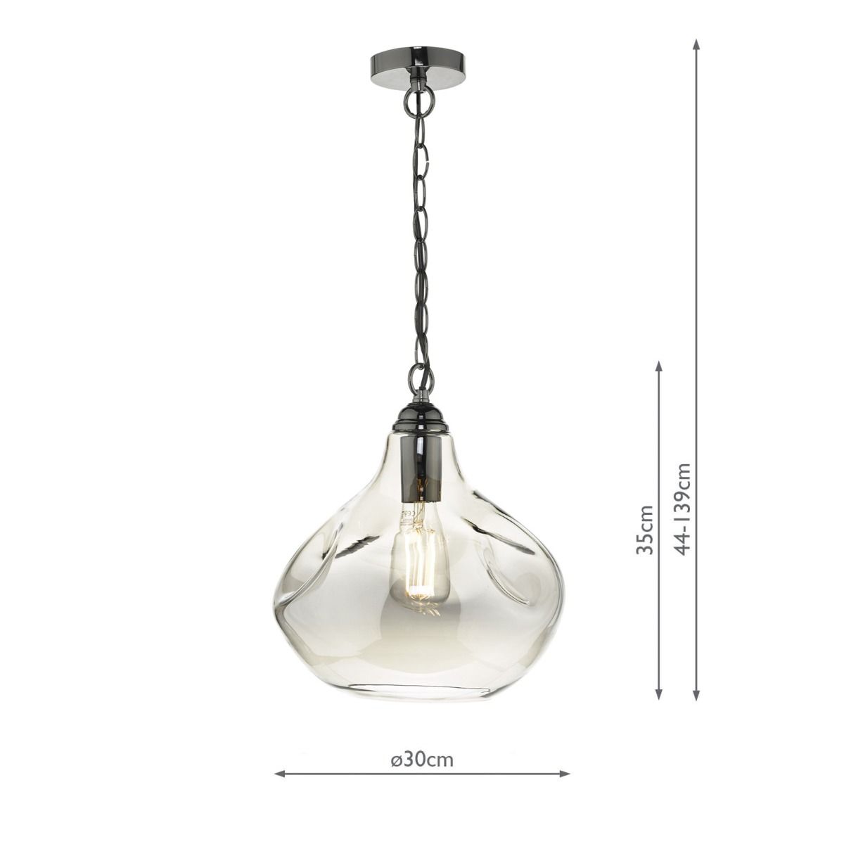 Esarosa 1 Light Pendant Black Chrome And Smoked Glass