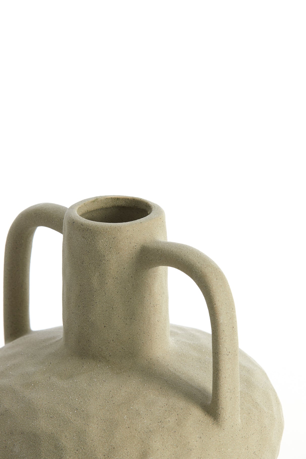 Ceramic Vase 19.5x20 cm in Matte Olive Green Finish