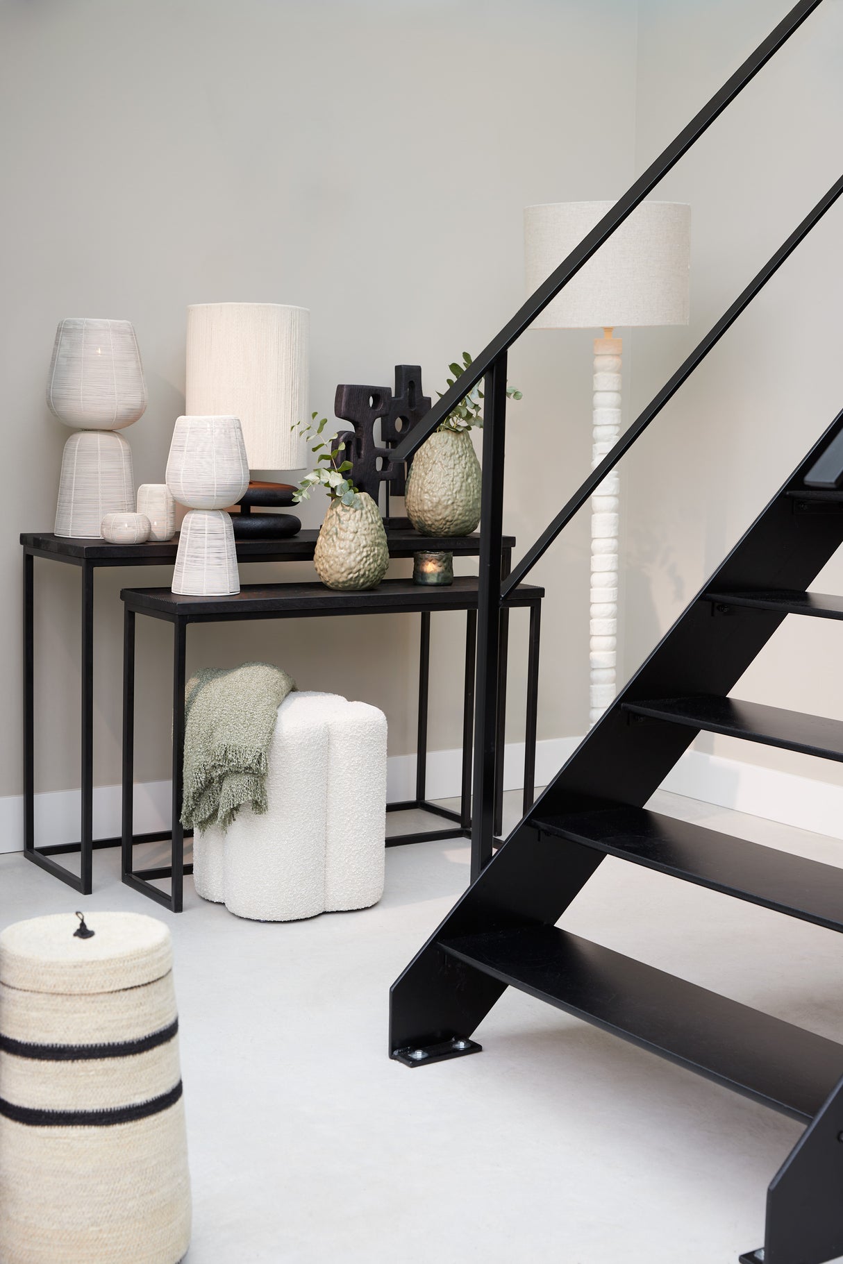 Bryson Wood Matte Black Nesting Console Set - Sleek Modern Design in 100x30x70 and 120x40x82 cm Dimensions