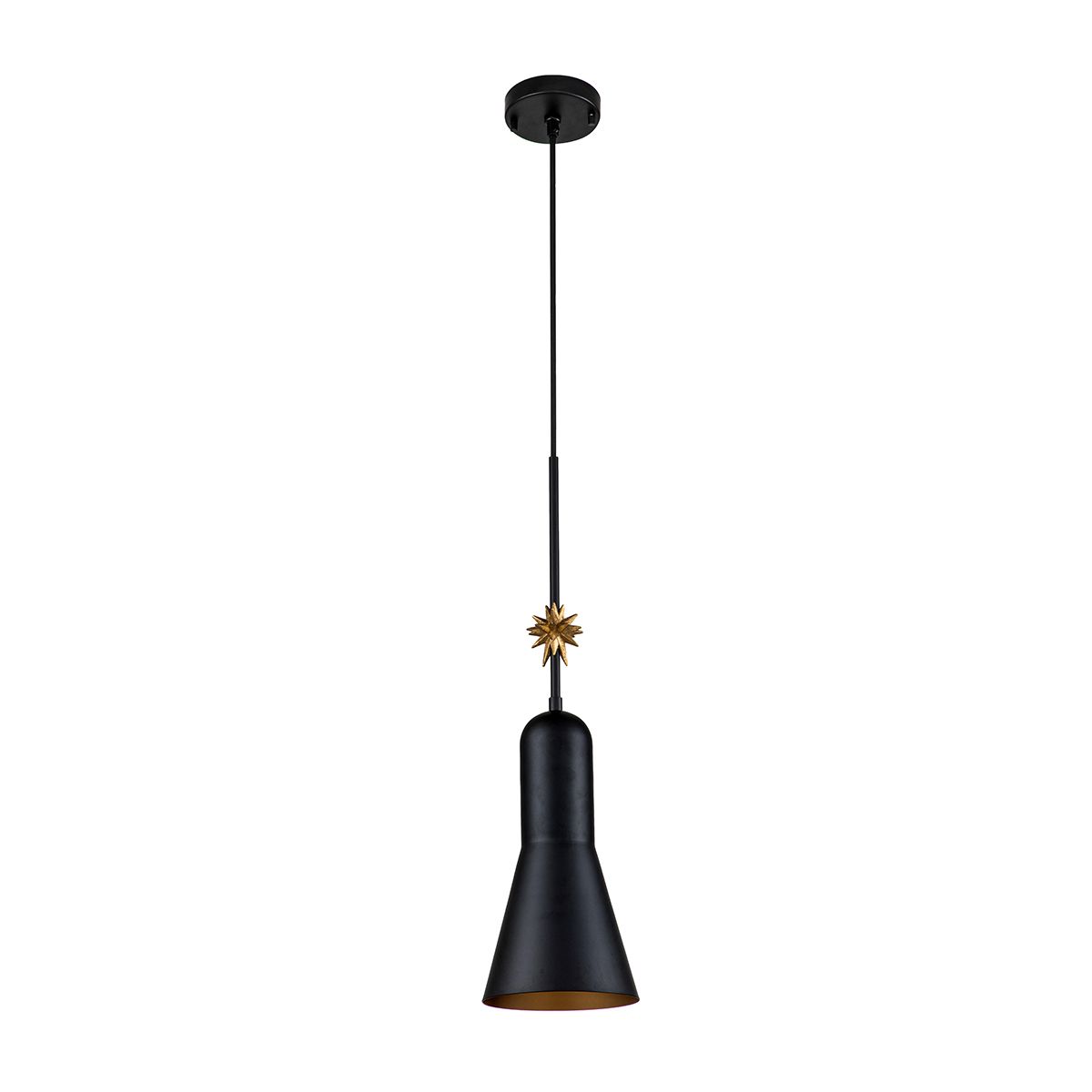 Etoile 1lt Medium Pendant - Matte Black and Gold Leaf Matte Black and Gold Leaf