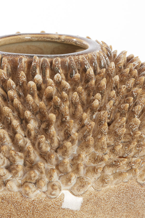 Taupe Ceramic Sangku Vase - 28x27.5x31.5 cm Decorative Piece