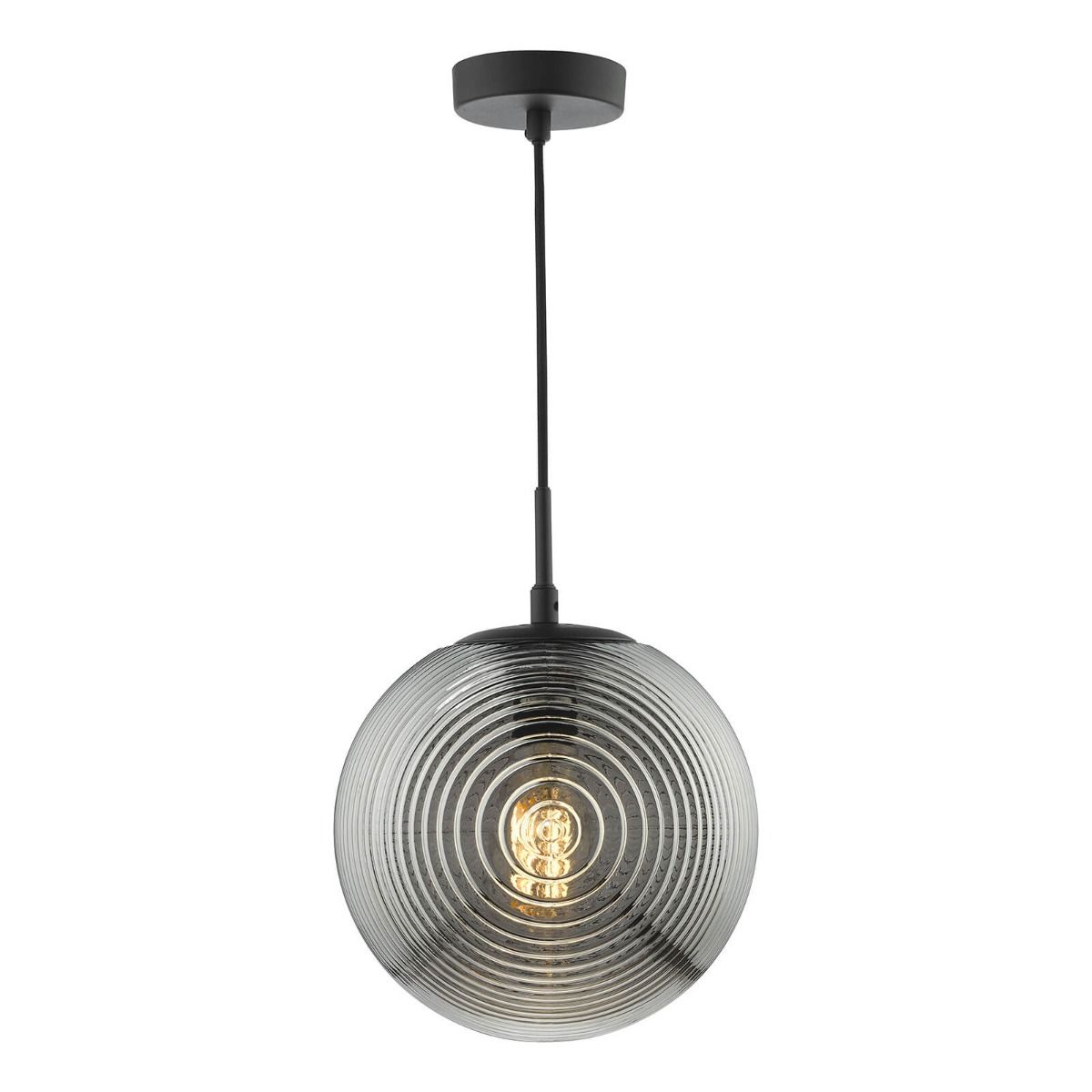 Evander Single Pendant Matt Black and Smoked Glass