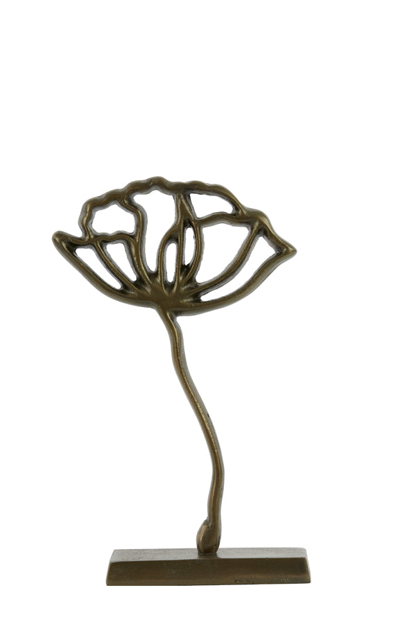 Bronze Papaveru Sculpture on Base, 22x6x36 cm