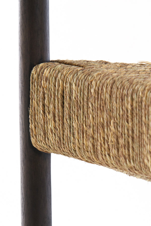 Delmar Dark Brown Wood Chair with Seagrass Accents - 60.5x57x76.5 cm