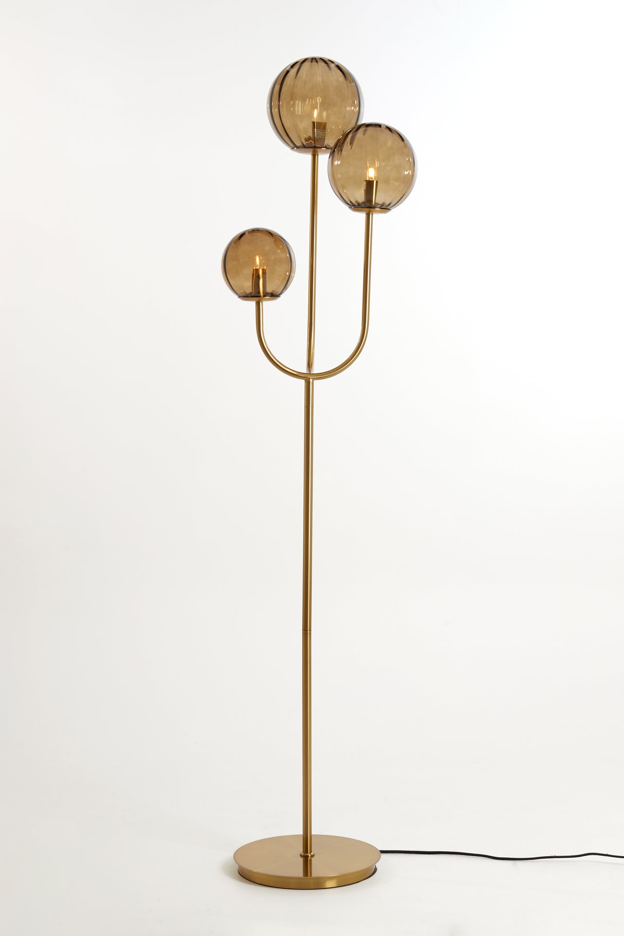 Elegant Magdala Floor Lamp with Brown & Gold Glass, 3L E14, 38x20x162 cm