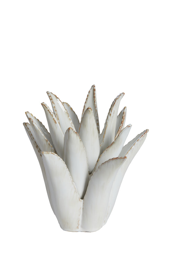 Cactus Cream Ceramic Tealight Holder - Ø21x21 cm