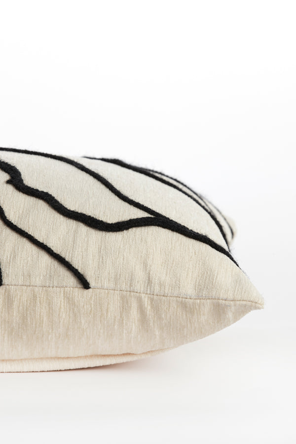 Decorative Beige and Black Rectangular Cushion