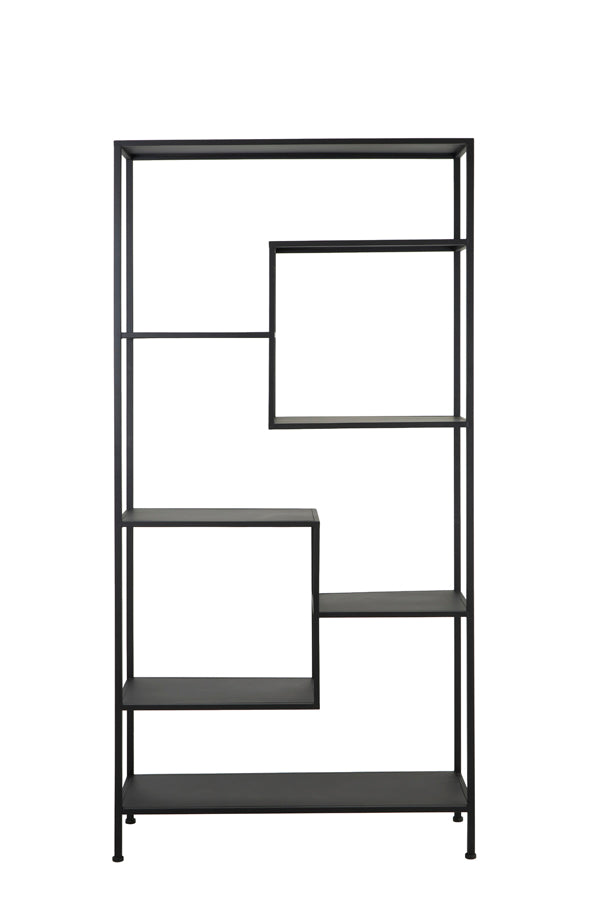 Yvana Matte Black Cabinet with Open Shelving 101x36x200 cm