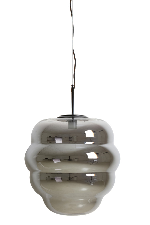 Elegant Hanging Lamp with Smoked Glass and Matte Black Finish, 45x48 cm