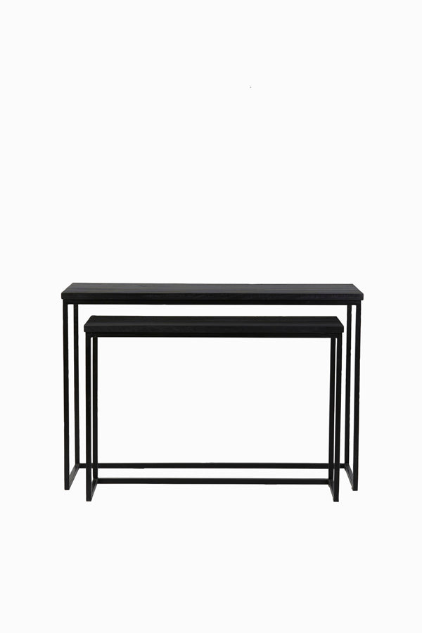 Bryson Wood Matte Black Nesting Console Set - Sleek Modern Design in 100x30x70 and 120x40x82 cm Dimensions