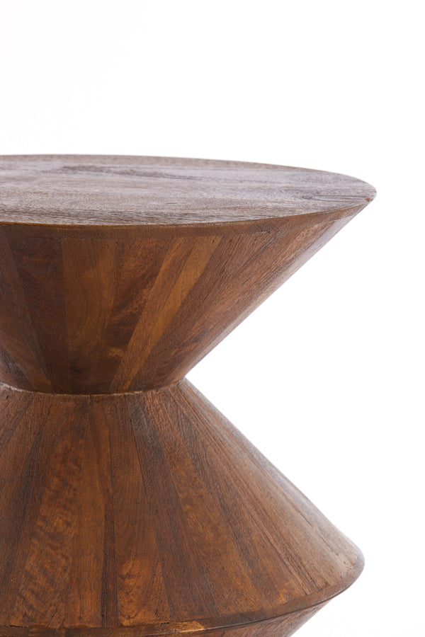 Round Mango Wood Side Table 45x60 cm in Brown Finish