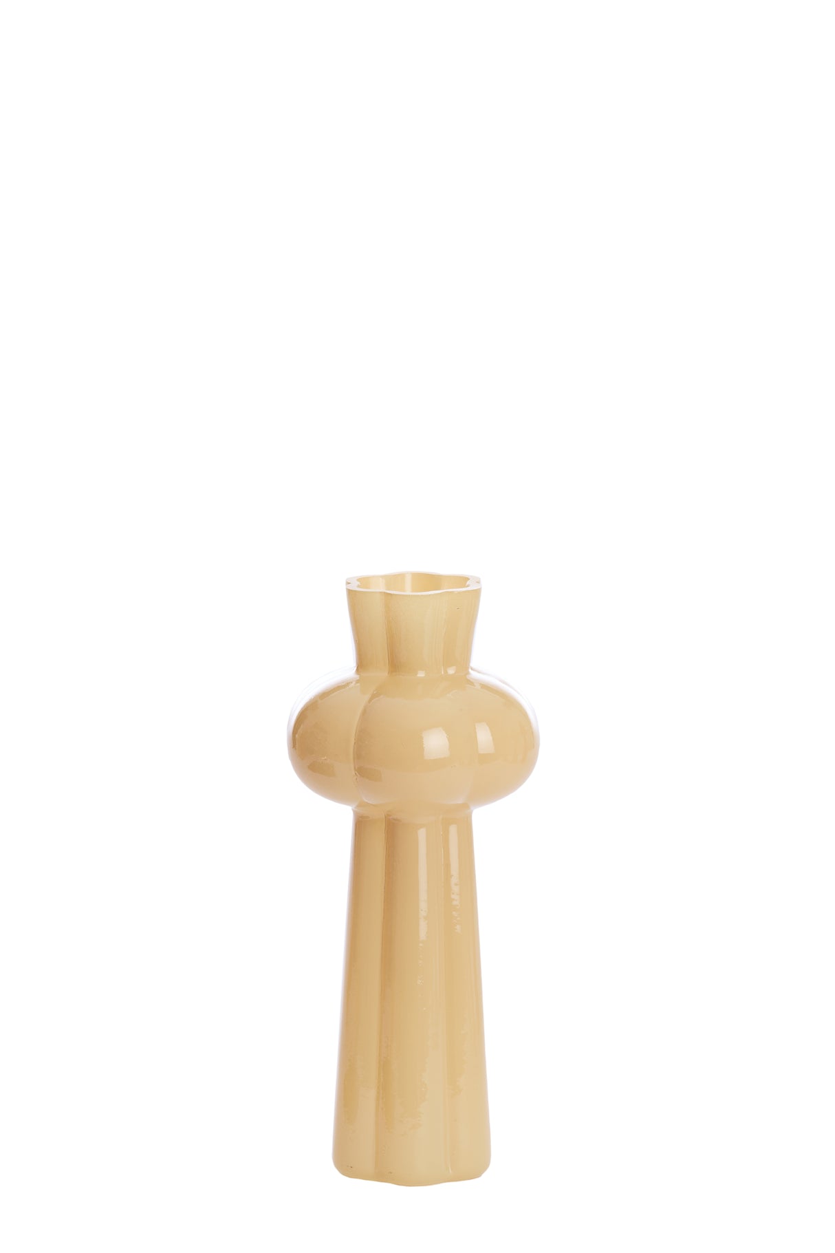 Cylindrical Beige Glass Vase 11x25 cm