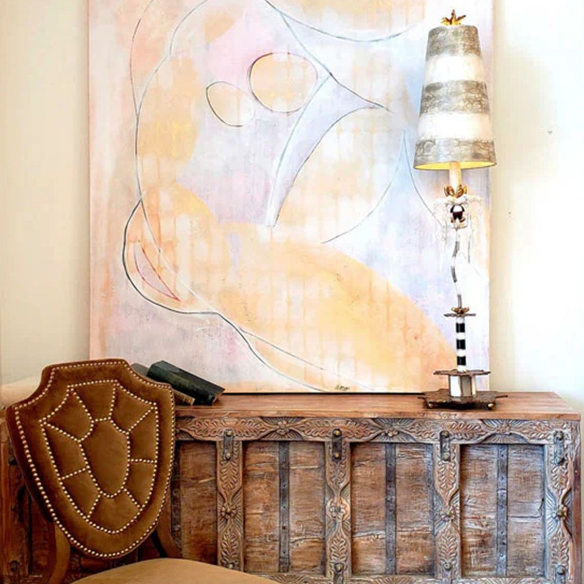 Zebra Luxe: Cream and Silver Designer Table Lamp with Crystal Accents