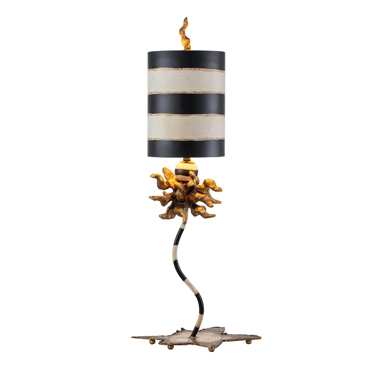 Dominique Gold Leaf and Zebra Striped Table Lamp with Star Base