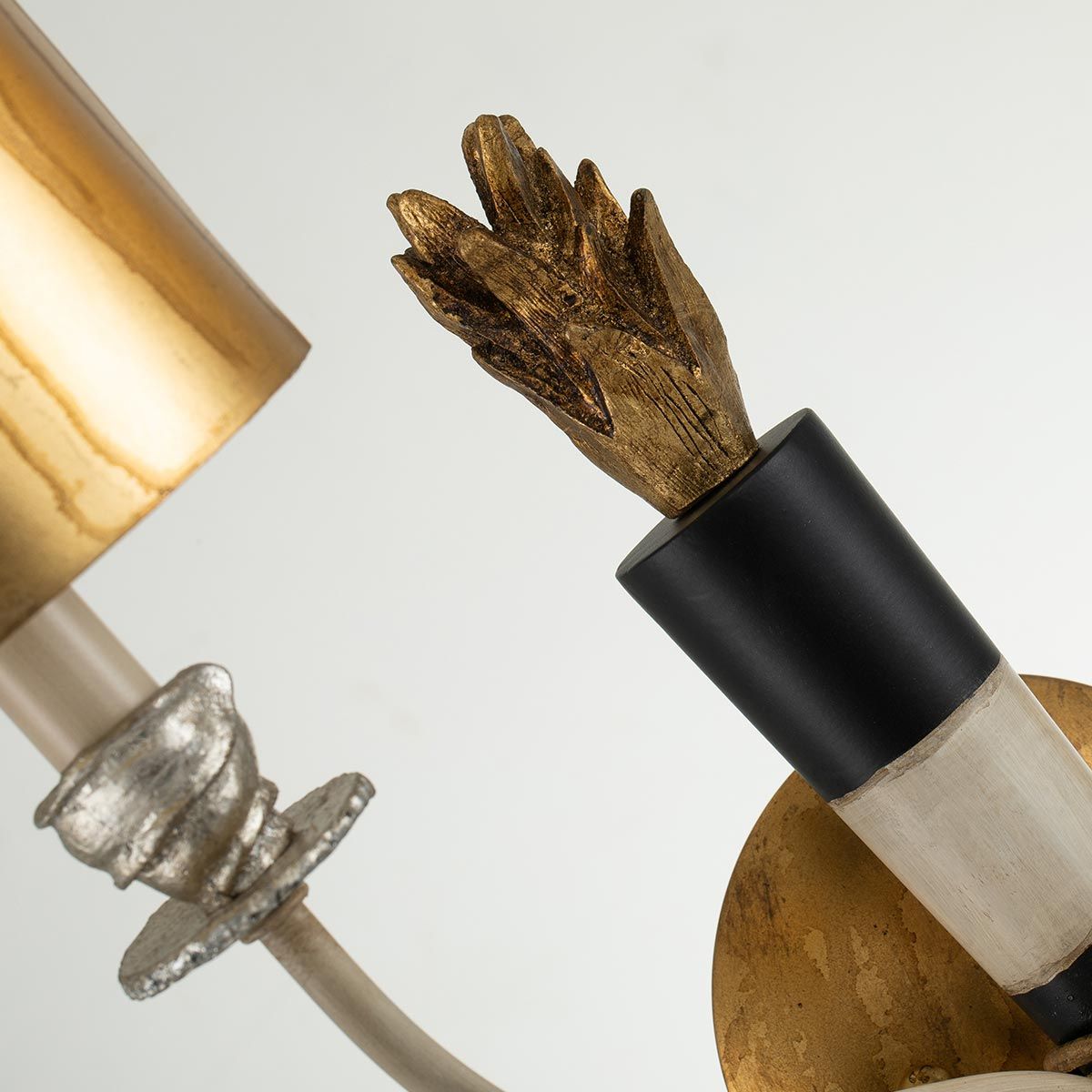 Zebra Striped Wall Light with Gold Cylindrical Shades