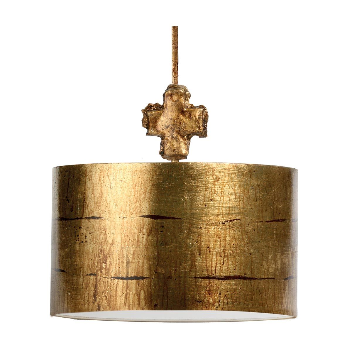Antique Gold Gothic Drum Shade Pendant Light