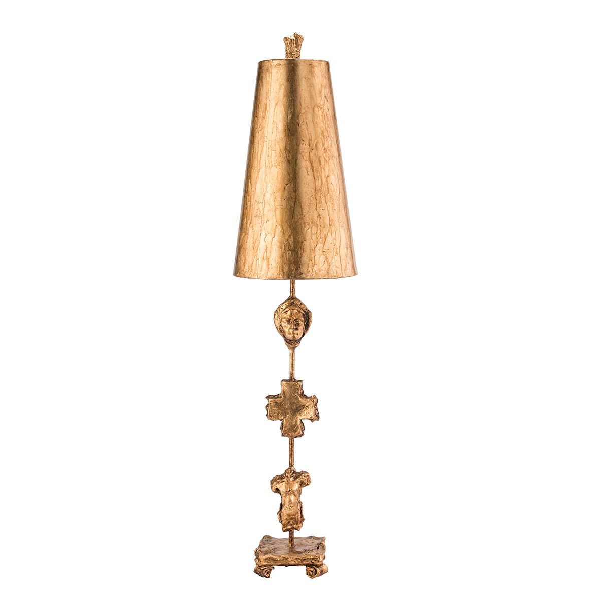 Gothic Elegance: Gold Table Lamp with Artistic Sculpture Design