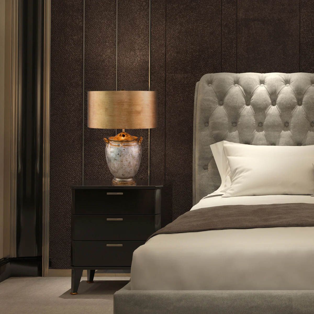 Jackson 1lt Table Lamp - Antiqued Silver with Gold Leaf Accents Antiqued Silver with Gold Leaf