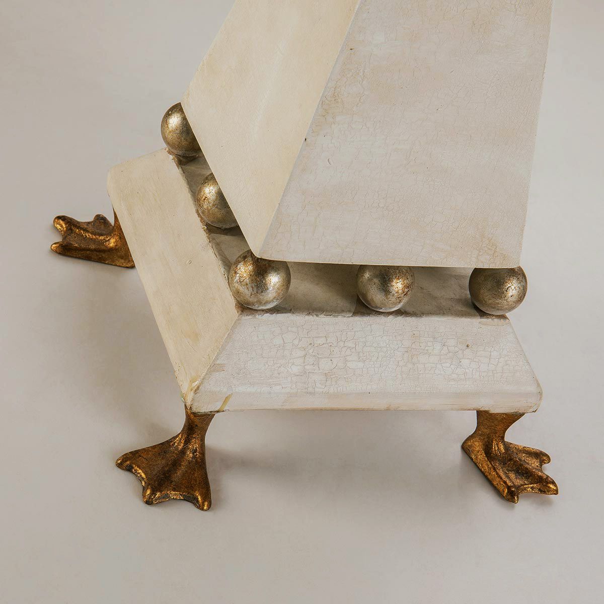 Leda Table Lamp with Cream Patina and Gold Leaf Accents - Shade Included