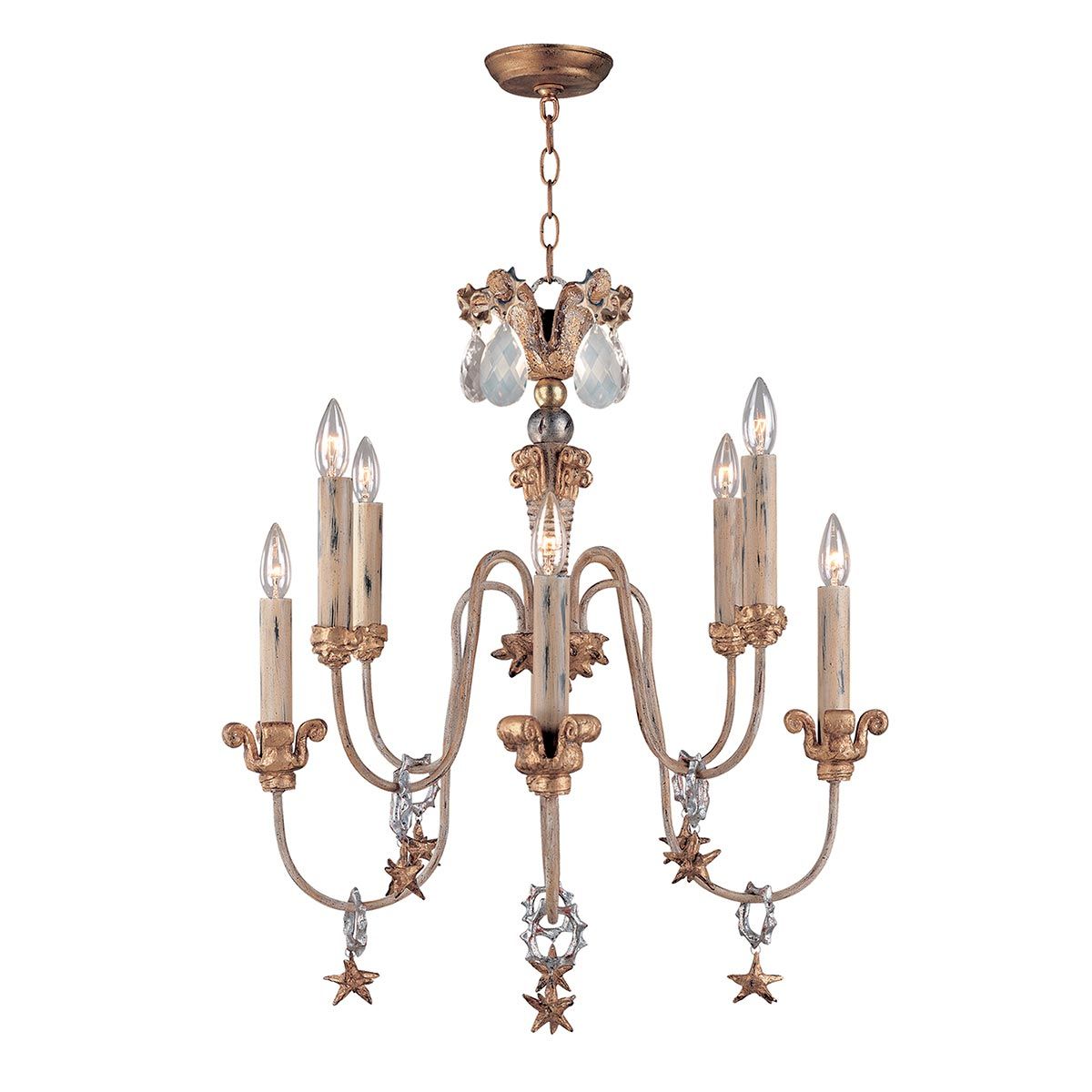 Mignon Gold and Silver Luxe Chandelier with Crystal Star Accents