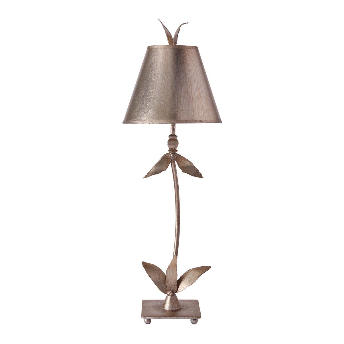 Silver Leaf Bell Table Lamp with Tapered Shade