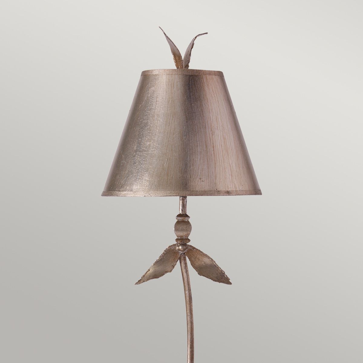 Silver Leaf Bell Table Lamp with Tapered Shade
