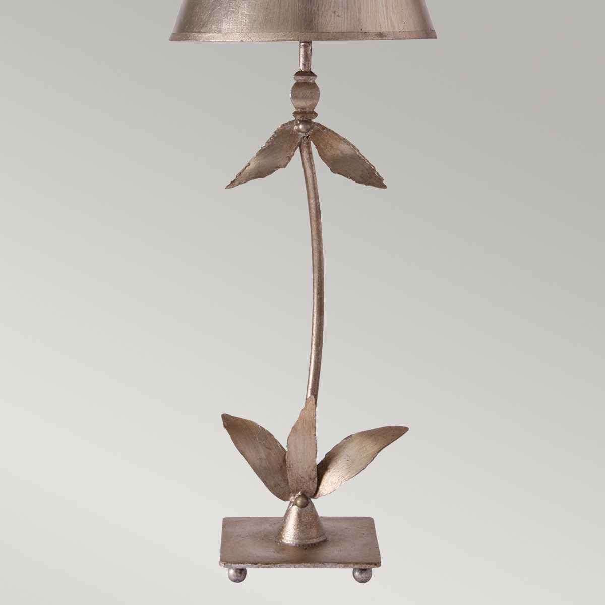 Silver Leaf Bell Table Lamp with Tapered Shade