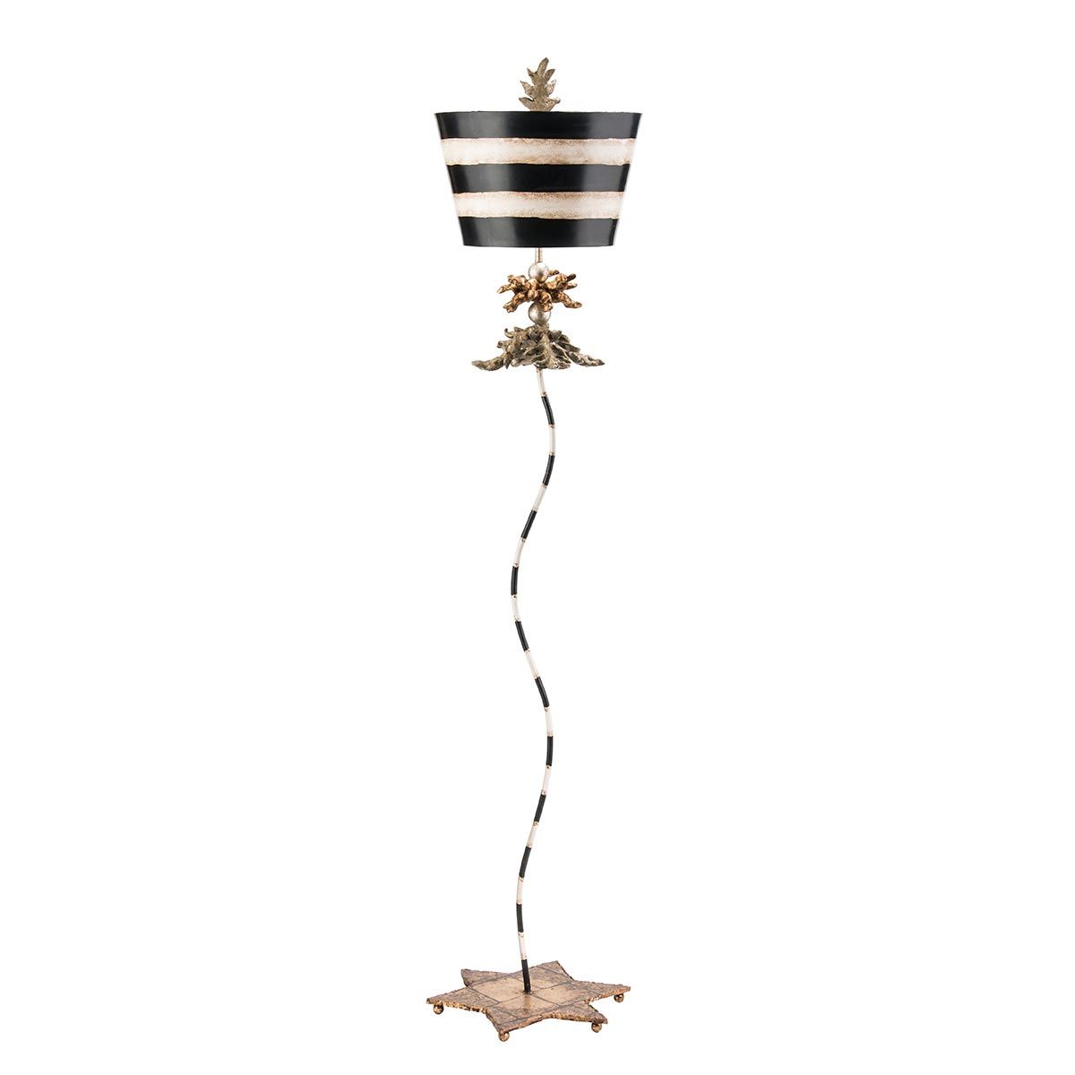 South Beach Zebra Striped Floor Lamp with Gold Accents and Shade