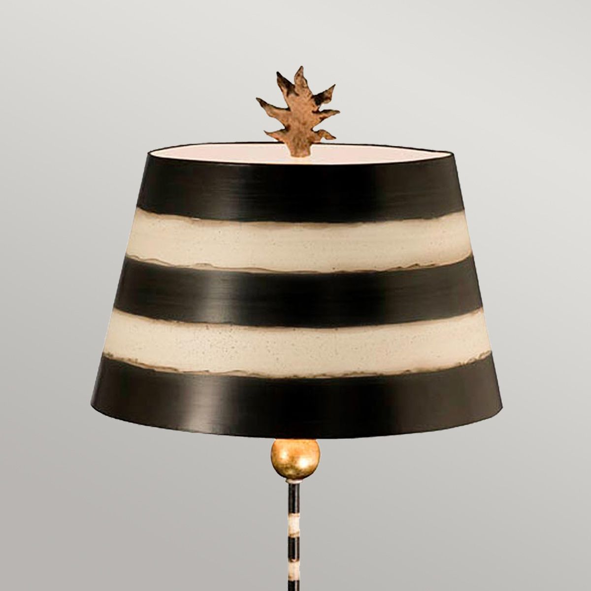 Tropical Elegance Table Lamp - Black and Cream with Gold Accents