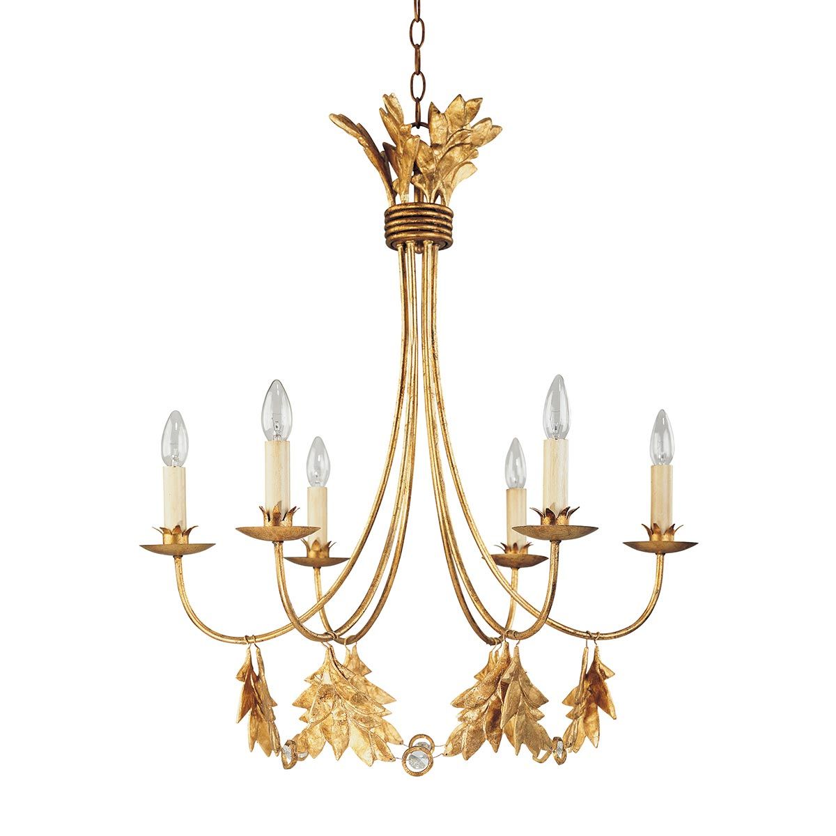 Gilded Gold Sweet Olive Chandelier with Six Lights