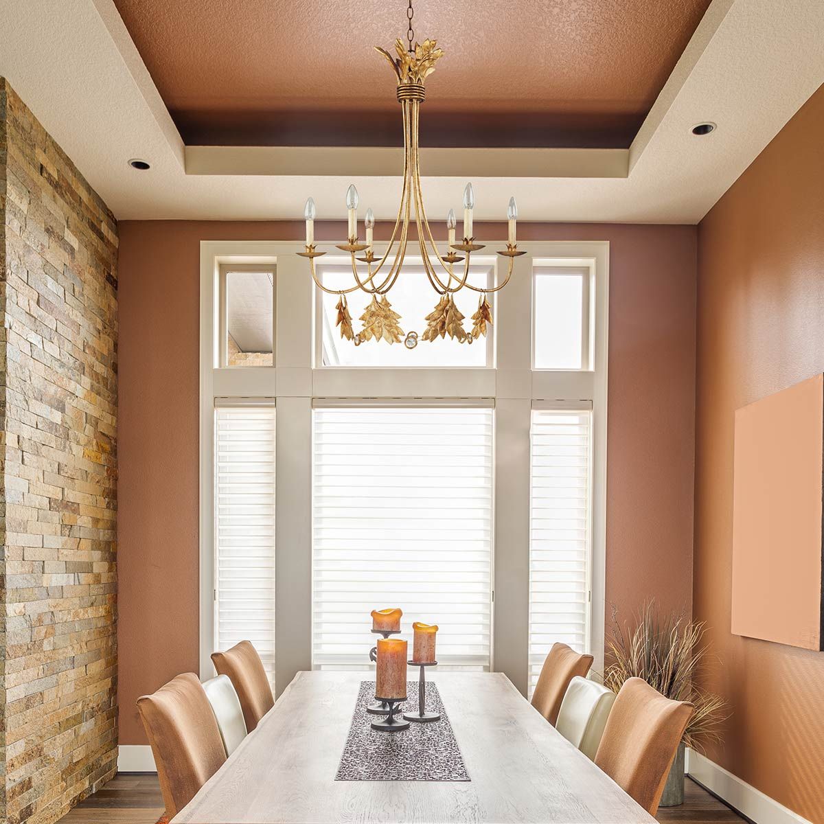 Gilded Gold Sweet Olive Chandelier with Six Lights