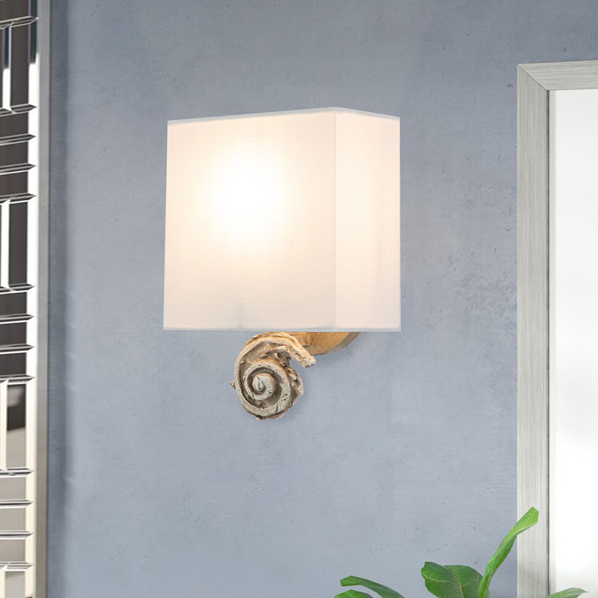 Swirl 1lt Small Wall Light - Bone White Bone White