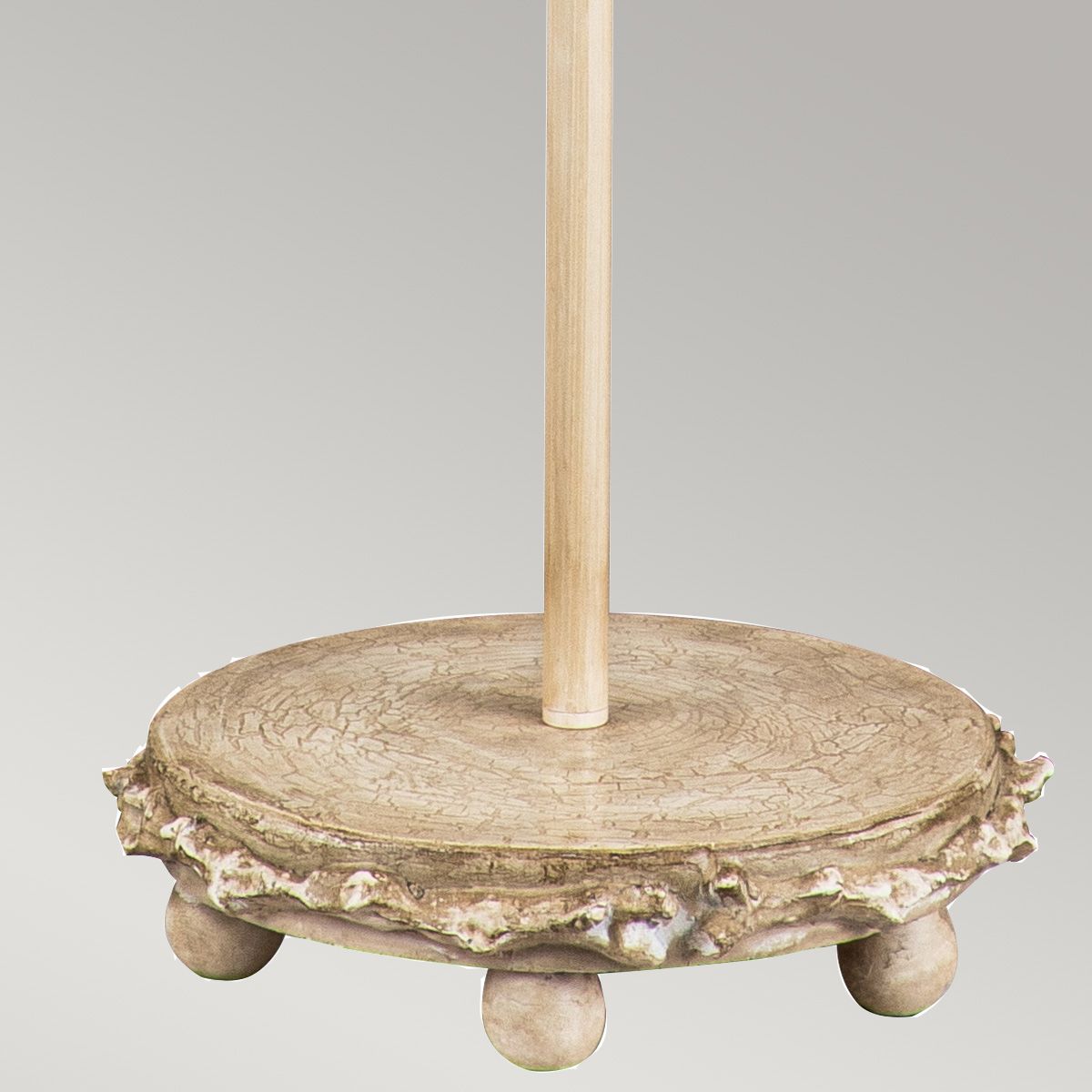 Putty Patina and Silver Leaf Trellis Floor Lamp with Hand-Painted Cylinder Shade