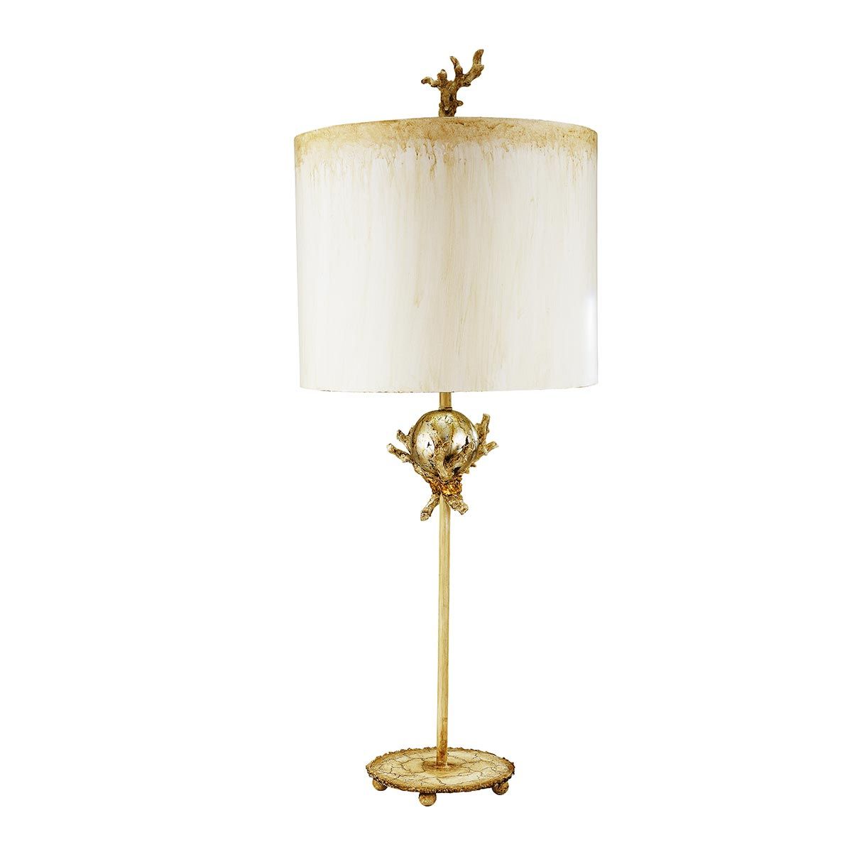 Putty Patina & Silver Leaf Table Lamp with Hand-Painted Trellis Design