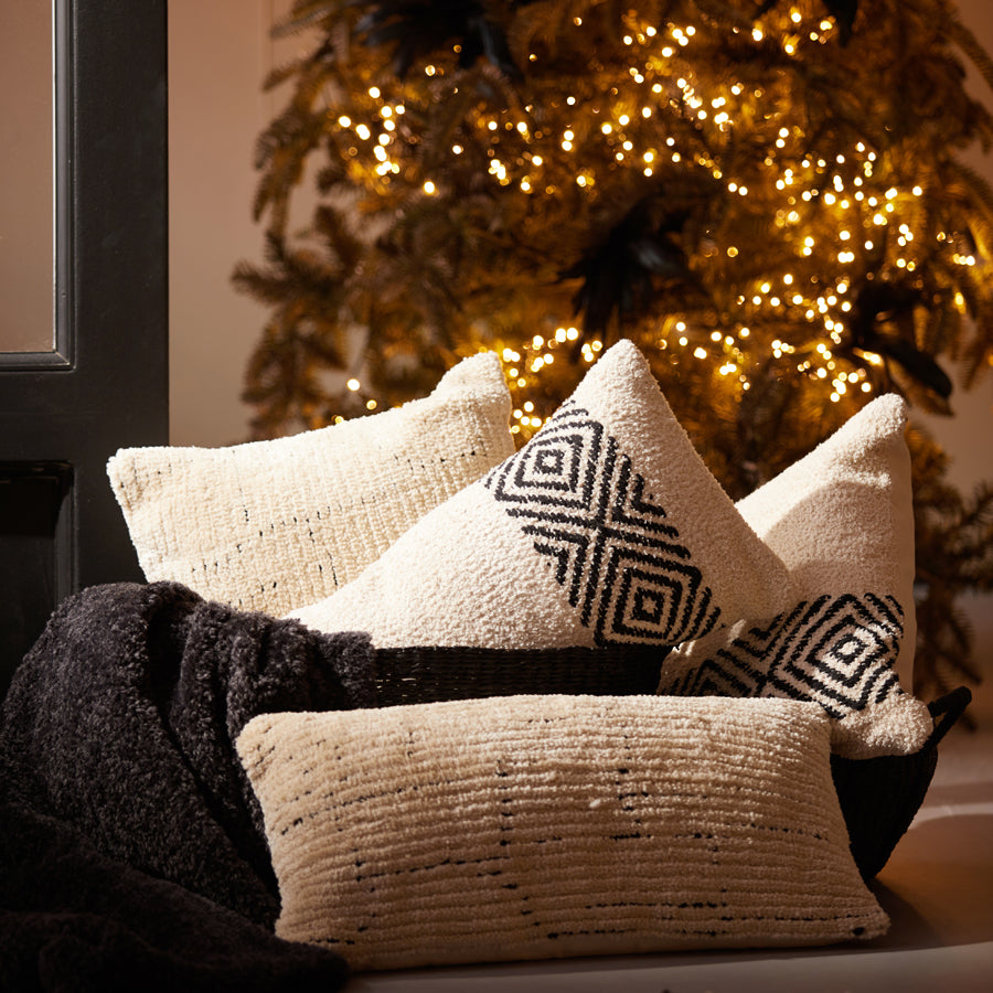 Matiana Cream-Black Geometric Throw Pillow 45x45 cm