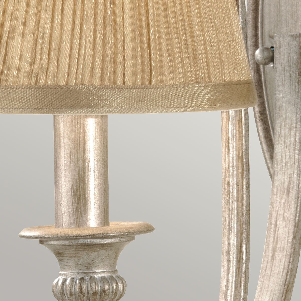 Elegant Silver Sand Wall Sconce with Pleated Candle Shade