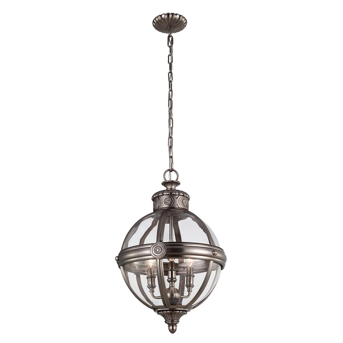 Victorian Elegance Pendant Globe Chandelier, 3-Light Fixture
