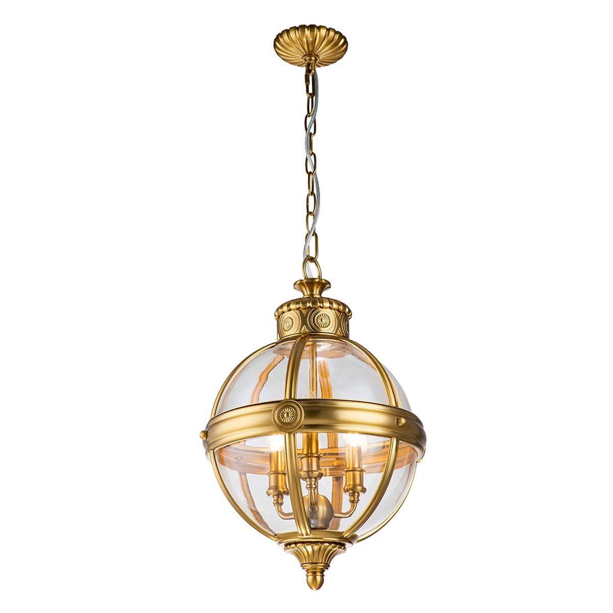 Adams Victorian-Inspired 3-Light Pendant Chandelier - Burnished Brass