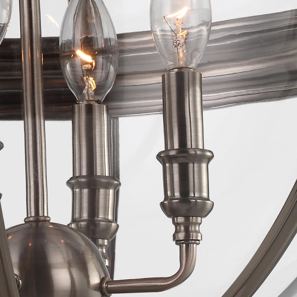 Victorian Elegance Nickel Globe Pendant Chandelier with 4 Bulbs