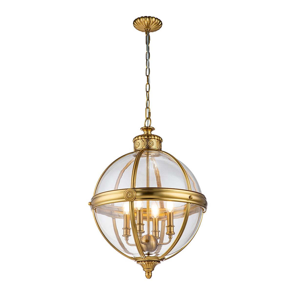 Adams 4-Light Victorian Inspired Pendant Chandelier - Burnished Brass