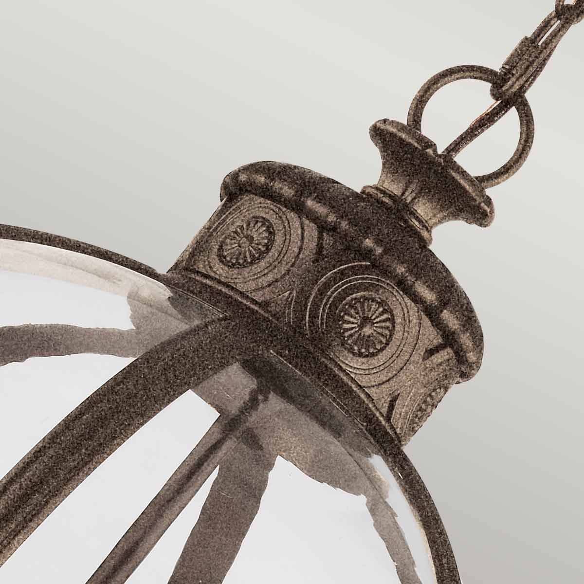 Adams Victorian Bronze Globe Pendant Chandelier with 4 Bulb Orbs